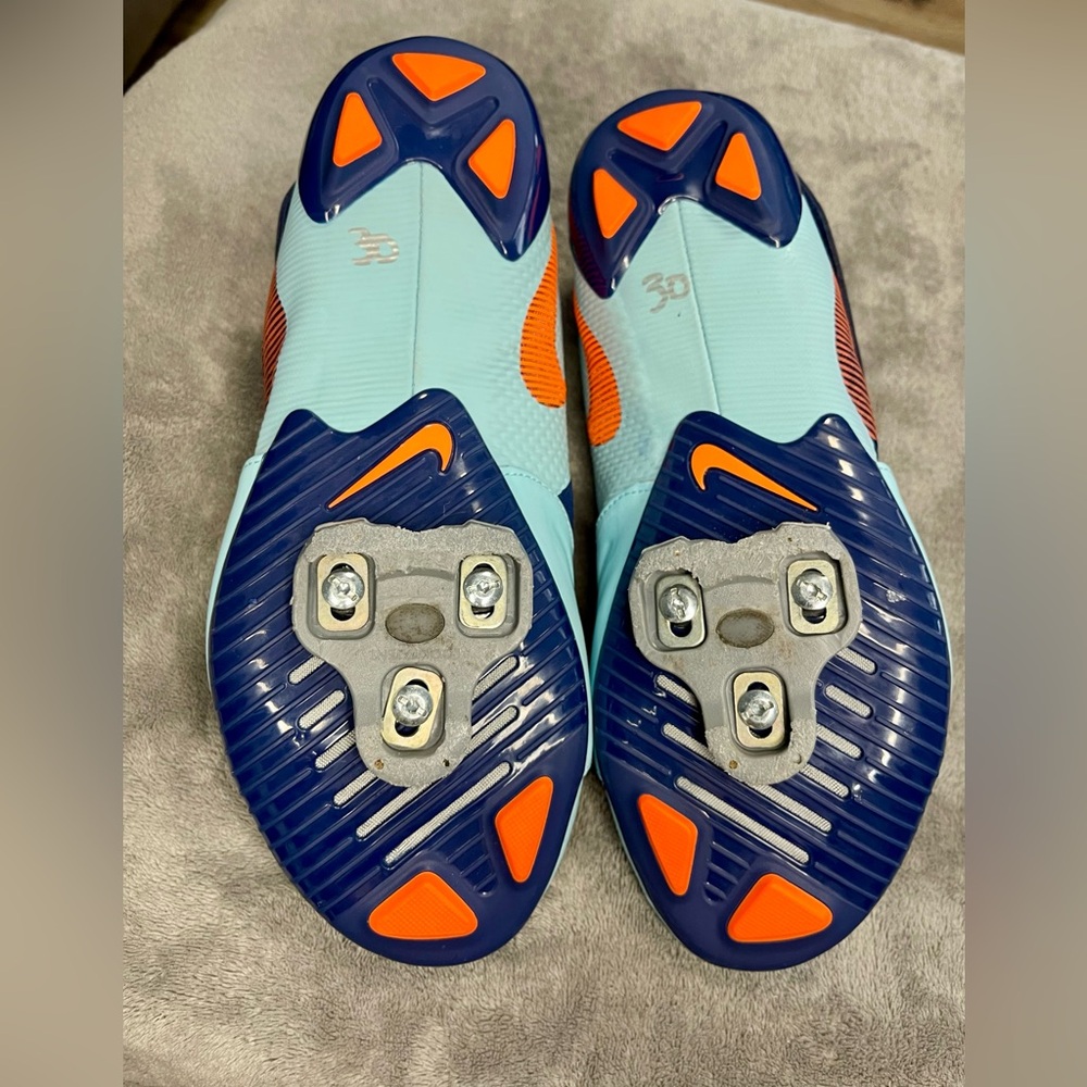 Nike SuperRep Cycling Shoes Men’s Cleats Blue and Teal with Orange Highlights - Picture 7 of 10